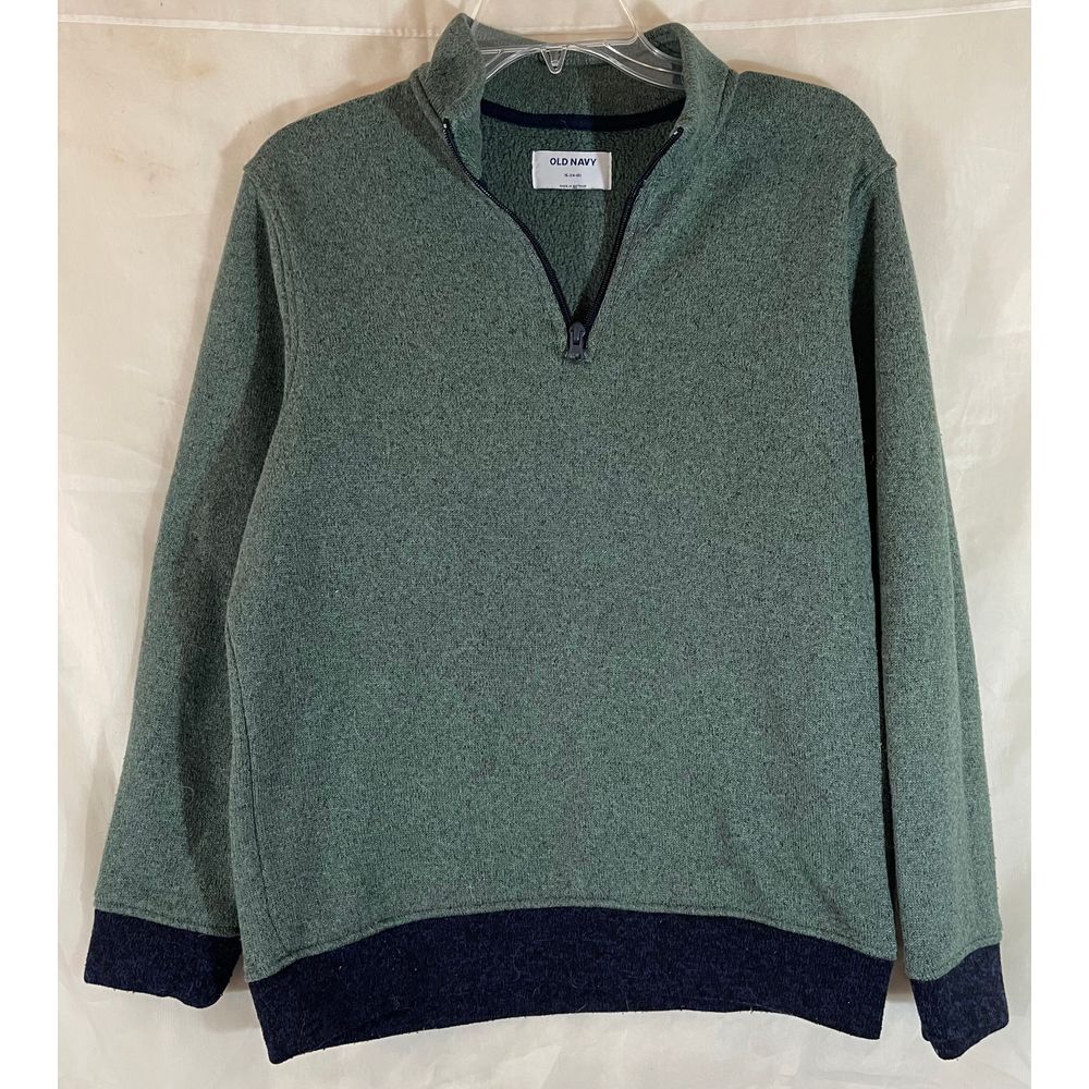 Old Navy Green & Navy Quarter-Zip Fleece Pullover Sweater Casual Comfort XL